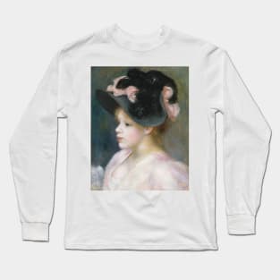 Young Girl in a Pink-and-Black Hat by Auguste Renoir Long Sleeve T-Shirt